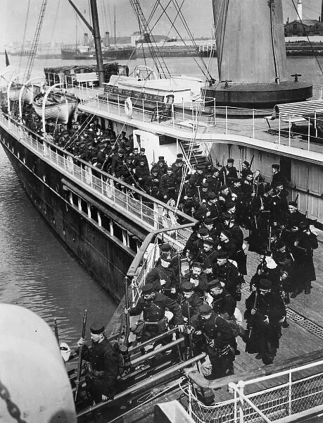 Belgian troops landing at Ostend, Belgium, WW1