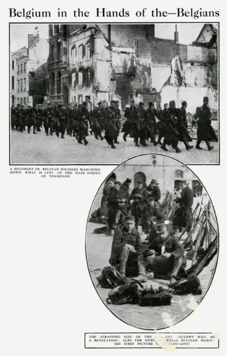 Framed Print : Belgian troops in Termonde, WW1 Framed Print : Belgian troops in Termonde, WW1