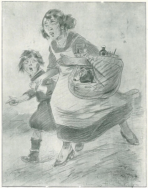Belgian Woman And Child In Flight