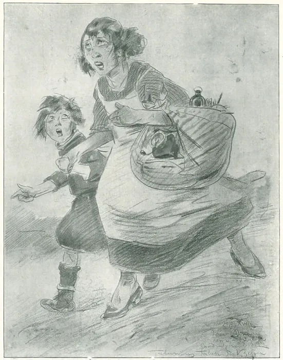 Framed Print : Belgian Woman And Child In Flight Framed Print : Belgian Woman And Child In Flight