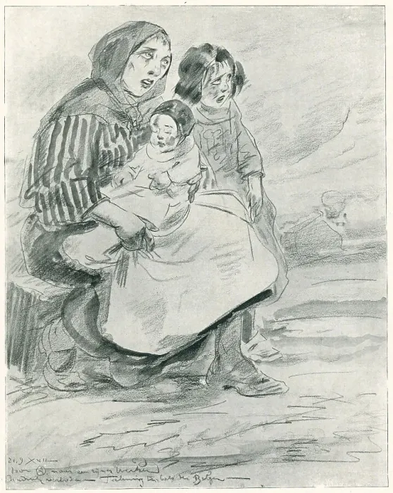 Framed Print : Belgian Woman And Children in Flight Framed Print : Belgian Woman And Children in Flight