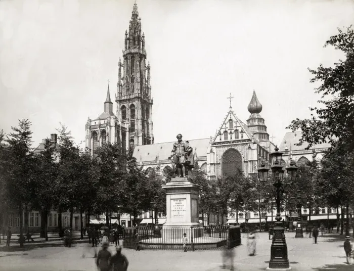 Framed Print : Belgium Antwerp Anvers - Place Verte et la Statue Rubene Framed Print : Belgium Antwerp Anvers - Place Verte et la Statue Rubene