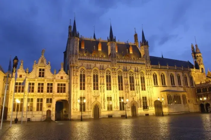 Framed Print : BELGIUM. Bruges. Burg Square. City hall buildings Framed Print : BELGIUM. Bruges. Burg Square. City hall buildings