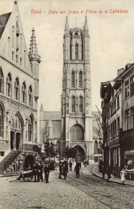 Framed Print : Belgium - Ghent - Cloth Hall and Cathedral Spire Framed Print : Belgium - Ghent - Cloth Hall and Cathedral Spire