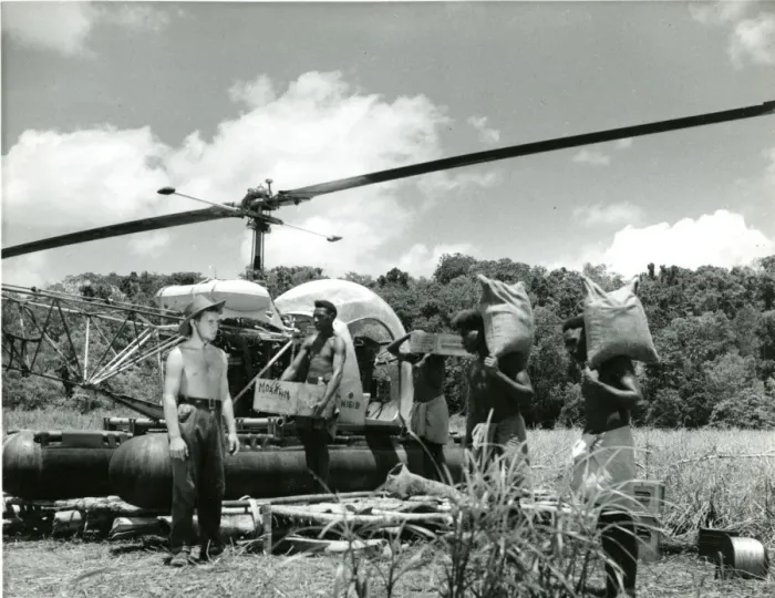 Framed Print : Bell Model 47 being used to aid the search for oil in Pa? Framed Print : Bell Model 47 being used to aid the search for oil in Pa?