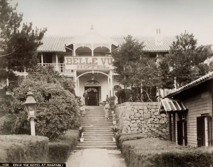 Framed Print : Belle Vue hotel at Nagasaki, Japan, c. 1890 Framed Print : Belle Vue hotel at Nagasaki, Japan, c. 1890