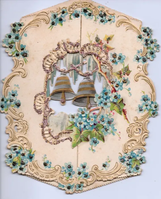 Framed Print : Bells and flowers on a Christmas card Framed Print : Bells and flowers on a Christmas card
