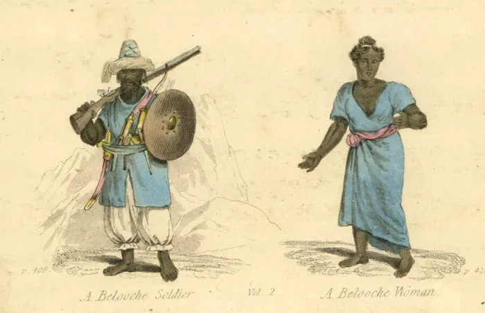 Framed Print : Belooche Soldier and Belooche Woman Framed Print : Belooche Soldier and Belooche Woman