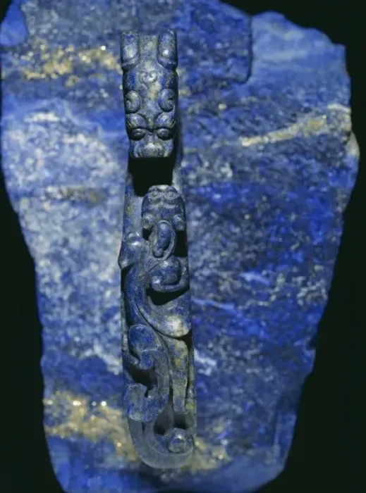 Framed Print : Belt-hook in lapis lazuli Framed Print : Belt-hook in lapis lazuli