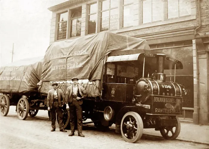 Framed Print : Ben Barnes steam wagon, Rawtenstall, early 1900s Framed Print : Ben Barnes steam wagon, Rawtenstall, early 1900s
