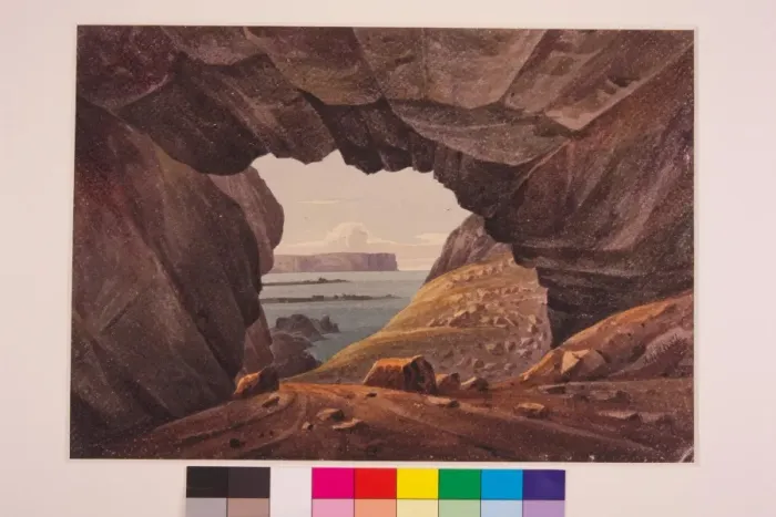 Framed Print : Bengore Head from the Interior of Port Bradden Cave Framed Print : Bengore Head from the Interior of Port Bradden Cave