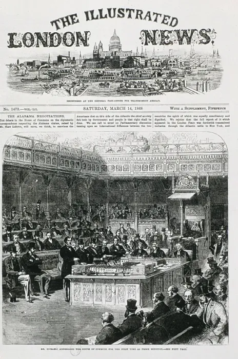 Framed Print : Benjamin Disraeli talking to the Common House Framed Print : Benjamin Disraeli talking to the Common House