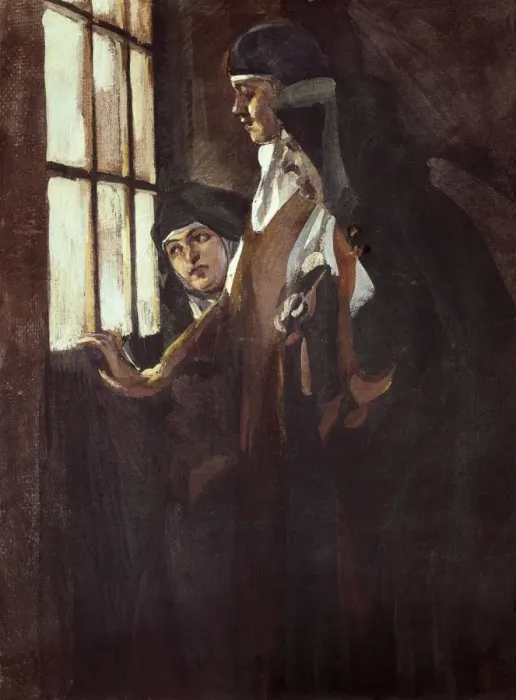 Framed Print : BENLLIURE ORTIZ, Jos頨1884-1916). Nuns. Oil Framed Print : BENLLIURE ORTIZ, Jos頨1884-1916). Nuns. Oil