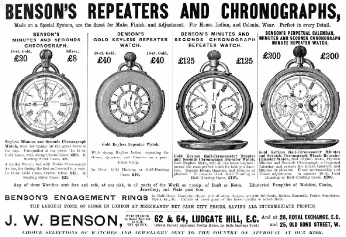 Framed Print : Benson Watch Advert 1895 Framed Print : Benson Watch Advert 1895