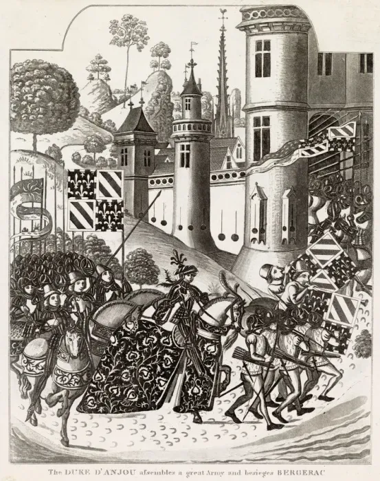 Framed Print : Bergerac is besieged by le duc d Anjou Date: circa 1345 Framed Print : Bergerac is besieged by le duc d Anjou Date: circa 1345