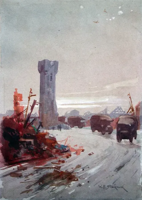 Framed Print : Bethune : the Clock Tower and convoy of lorries Framed Print : Bethune : the Clock Tower and convoy of lorries