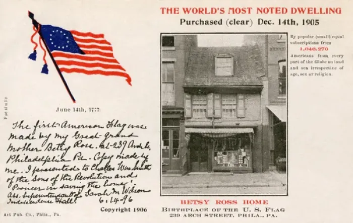 Framed Print : Betsy Ross Home - and note from her Great Grand-daughter