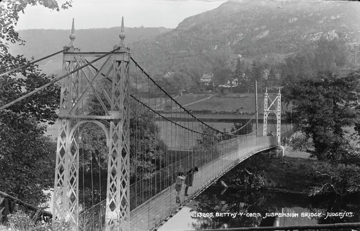 Framed Print : Betty Y Coed Suspension Bridge Framed Print : Betty Y Coed Suspension Bridge