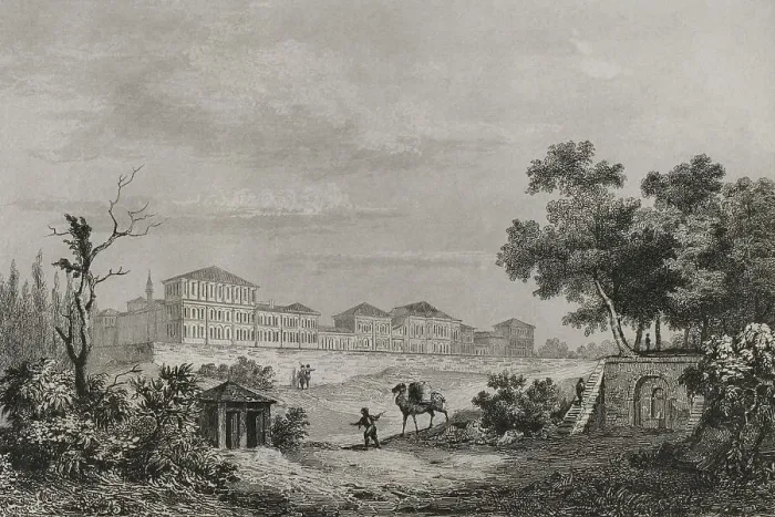 Framed Print : Beyoglu. Burial ground or Champs des Morts Barracks at Pera Framed Print : Beyoglu. Burial ground or Champs des Morts Barracks at Pera
