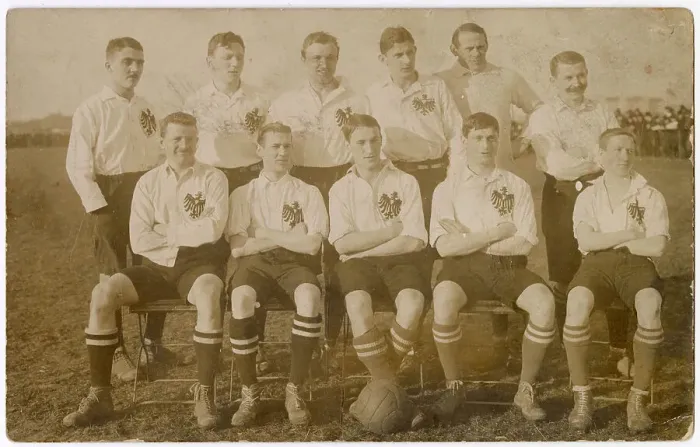Framed Print : BFC Preussen football team, Berlin, Germany, formed in 1894. The player in the front row, second from the right, is Edwin Dutton, Anglo-German footballer and coach, and son of the photographer (Thomas Edwin Dutton) Framed Print : BFC Preussen football team, Berlin, Germany, formed in 1894. The player in the front row, second from the right, is Edwin Dutton, Anglo-German footballer and coach, and son of the photographer (Thomas Edwin Dutton)
