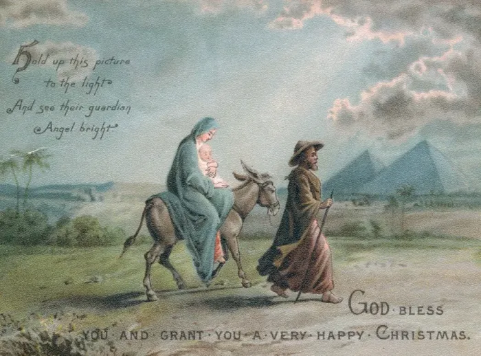 Framed Print : Biblical scene on a Christmas card Framed Print : Biblical scene on a Christmas card