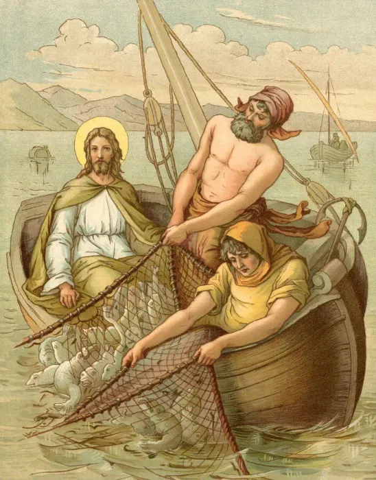 Framed Print : Biblical Tales by John Lawson, Jesus with the Fishermen Framed Print : Biblical Tales by John Lawson, Jesus with the Fishermen