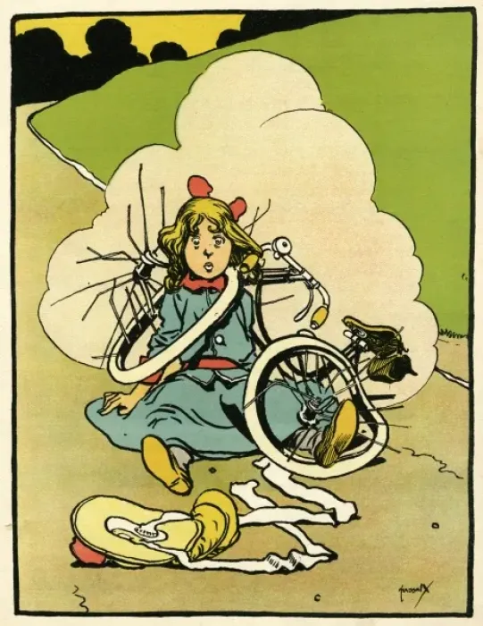 Framed Print : Bicycle / Girl Falls Off Framed Print : Bicycle / Girl Falls Off
