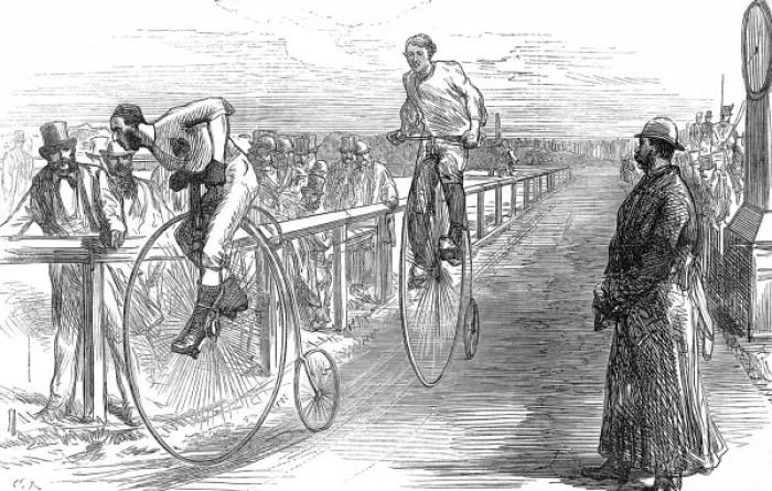 Framed Print : Bicycle Race at Lillie-Bridge, London, 1875 Framed Print : Bicycle Race at Lillie-Bridge, London, 1875