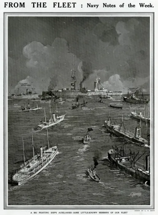 Framed Print : Big fighting ships auxiliaries by G. H. Davis Framed Print : Big fighting ships auxiliaries by G. H. Davis