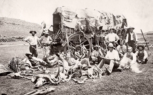 Big game hunters with guns and trophies, South Africa, c. 1890 s
