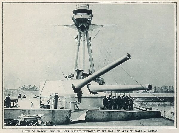 Big guns mounted on board a Monitor naval ship