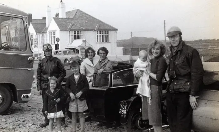 Framed Print : Bikers and families with their 1958 BSA motorcycles & sideca Framed Print : Bikers and families with their 1958 BSA motorcycles & sideca