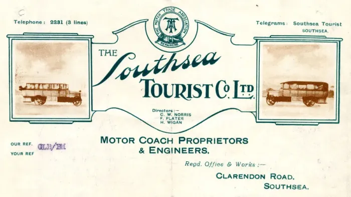 Framed Print : Billhead Letterhead Southsea Tourist Coach Company 1924 Framed Print : Billhead Letterhead Southsea Tourist Coach Company 1924