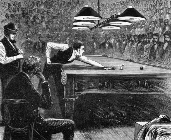 Framed Print : Billiards Match 1870 Framed Print : Billiards Match 1870