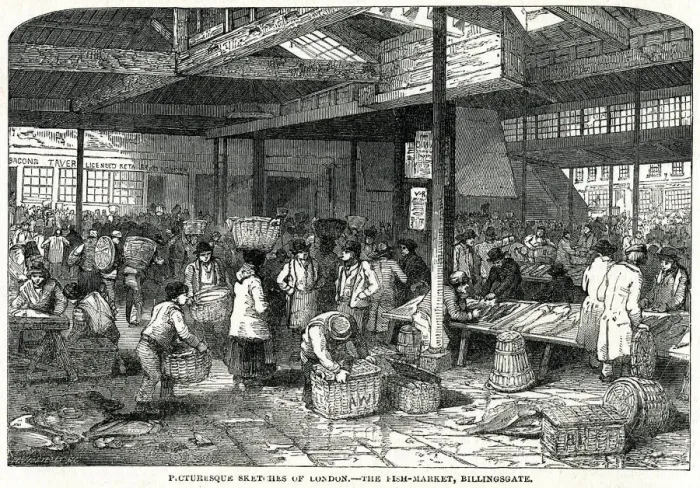 Framed Print : Billingsgate Fish Market, London 1849 Framed Print : Billingsgate Fish Market, London 1849