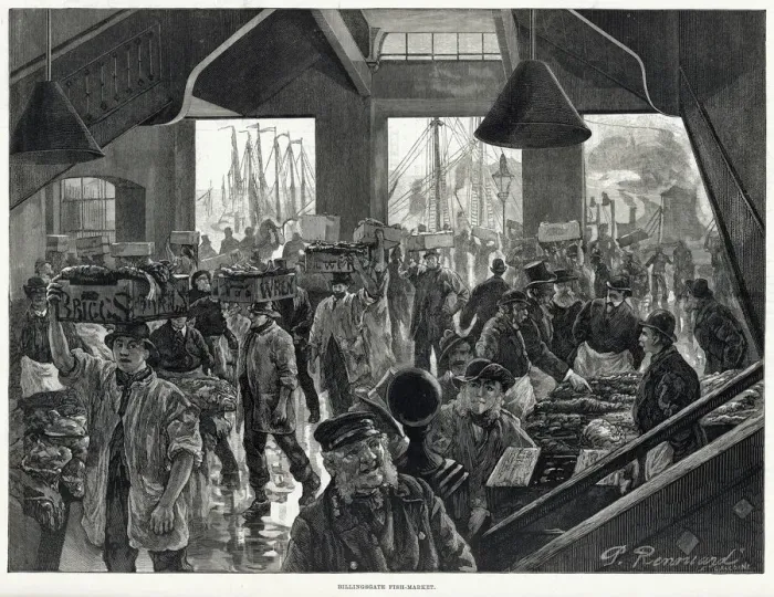 Framed Print : Billingsgate Fish Market, London 1886 Framed Print : Billingsgate Fish Market, London 1886