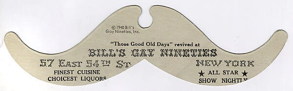 Bills Gay Nineties cardboard moustache, New York, USA