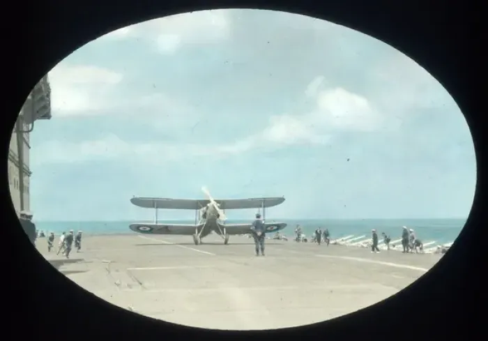 Framed Print : Biplane landing on an aircraft carrier Framed Print : Biplane landing on an aircraft carrier