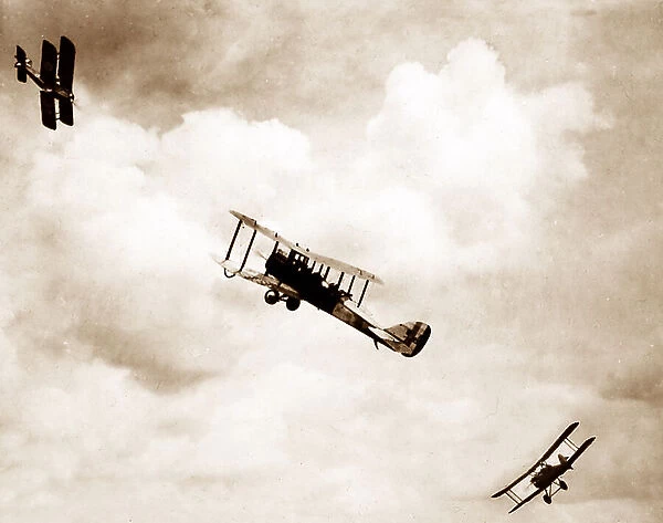 Three biplanes, possibly a composite (fake) photo