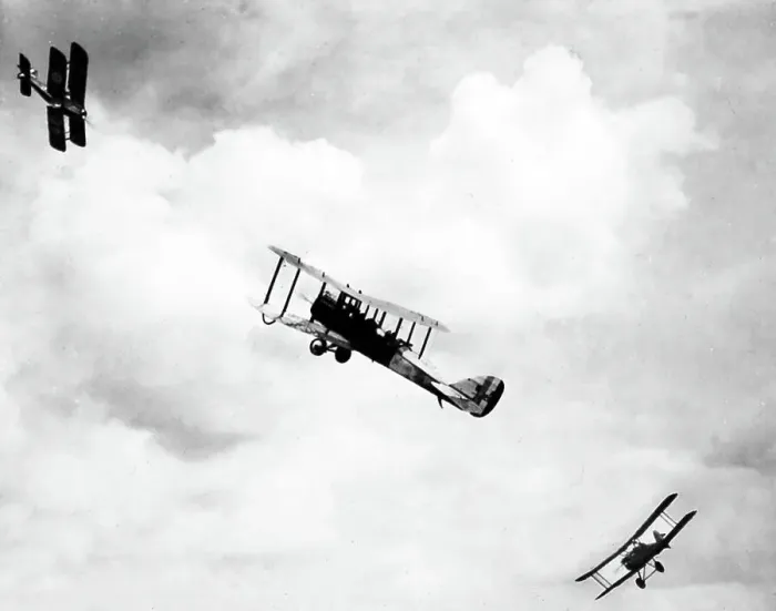 Framed Print : Three biplanes, possibly a composite (fake) photo Framed Print : Three biplanes, possibly a composite (fake) photo