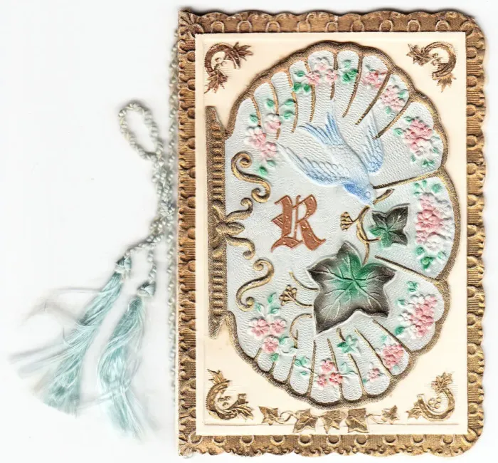 Framed Print : Bird and flowers on an embossed greetings card Framed Print : Bird and flowers on an embossed greetings card