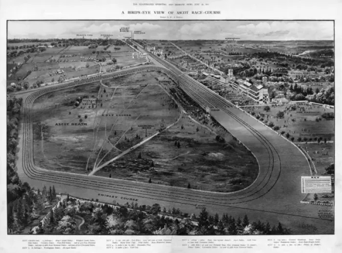 Framed Print : Birds-Eye View of Ascot Race-Course Framed Print : Birds-Eye View of Ascot Race-Course