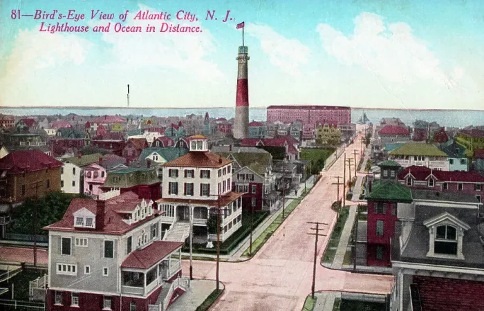 Framed Print : Bird's Eye view of Atlantic City, New Jersey with Lighthouse Framed Print : Bird's Eye view of Atlantic City, New Jersey with Lighthouse