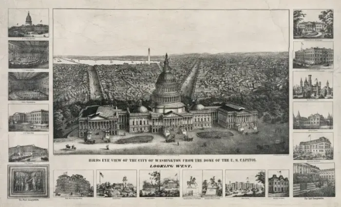 Framed Print : Birds eye view of the city of Washington from the dome of th Framed Print : Birds eye view of the city of Washington from the dome of th
