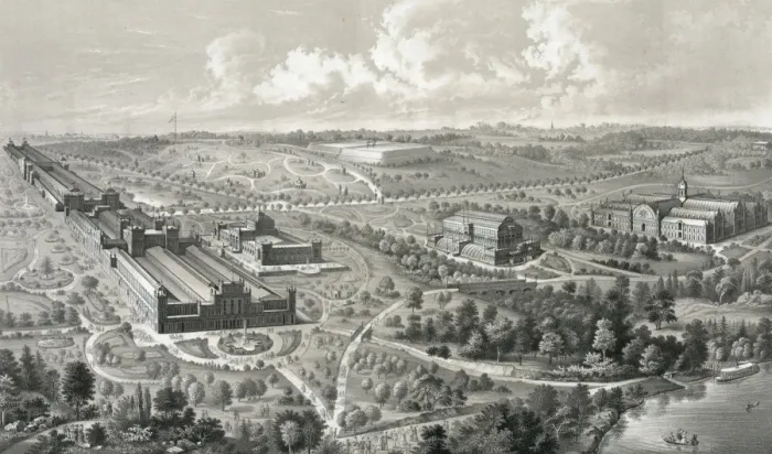 Framed Print : Birds eye view of the international exhibition buildings, 18 Framed Print : Birds eye view of the international exhibition buildings, 18