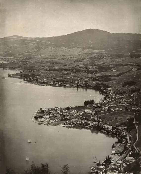 Framed Print : Birds Eye View of Montreux, Switzerland - Lake Geneva Framed Print : Birds Eye View of Montreux, Switzerland - Lake Geneva