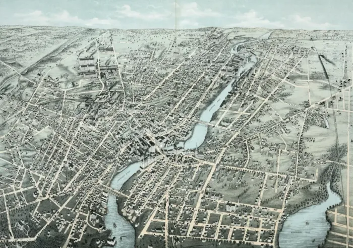 Framed Print : Birds eye view of Pawtucket, & Central Falls, R. I Framed Print : Birds eye view of Pawtucket, & Central Falls, R. I