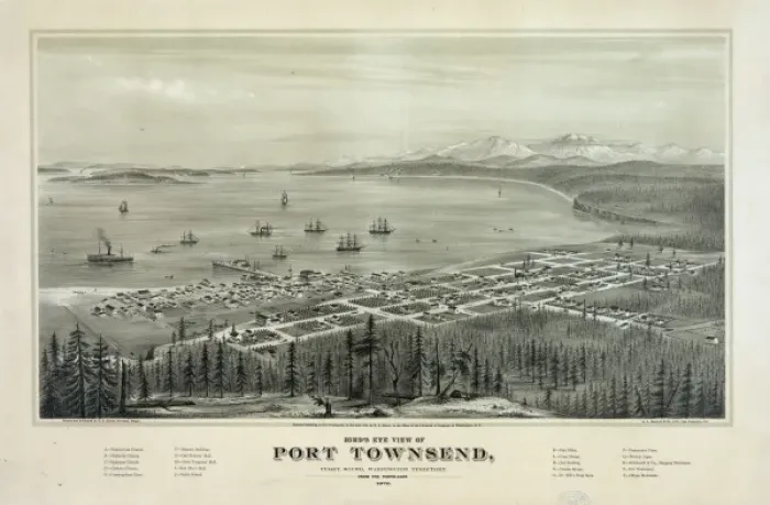 Framed Print : Birds eye view of Port Townsend, Puget Sound, Washington Te Framed Print : Birds eye view of Port Townsend, Puget Sound, Washington Te
