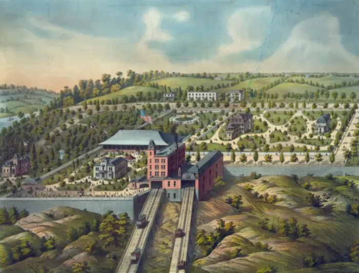 Framed Print : Birds-eye view of Price Hill inclined planes. Cincinnati, O Framed Print : Birds-eye view of Price Hill inclined planes. Cincinnati, O