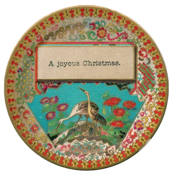 Framed Print : Birds and flowers on a circular Christmas card Framed Print : Birds and flowers on a circular Christmas card